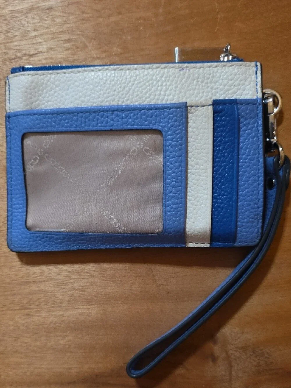 Michael Kors Blue Leather Mini Card Case Wristlet Keychain | Gently Used